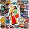 10/50Pcs Vintage Old Car Stickers Retro Modified Car Personality Graffiti Stickers Waterproof Luggage Skateboard Stickers
