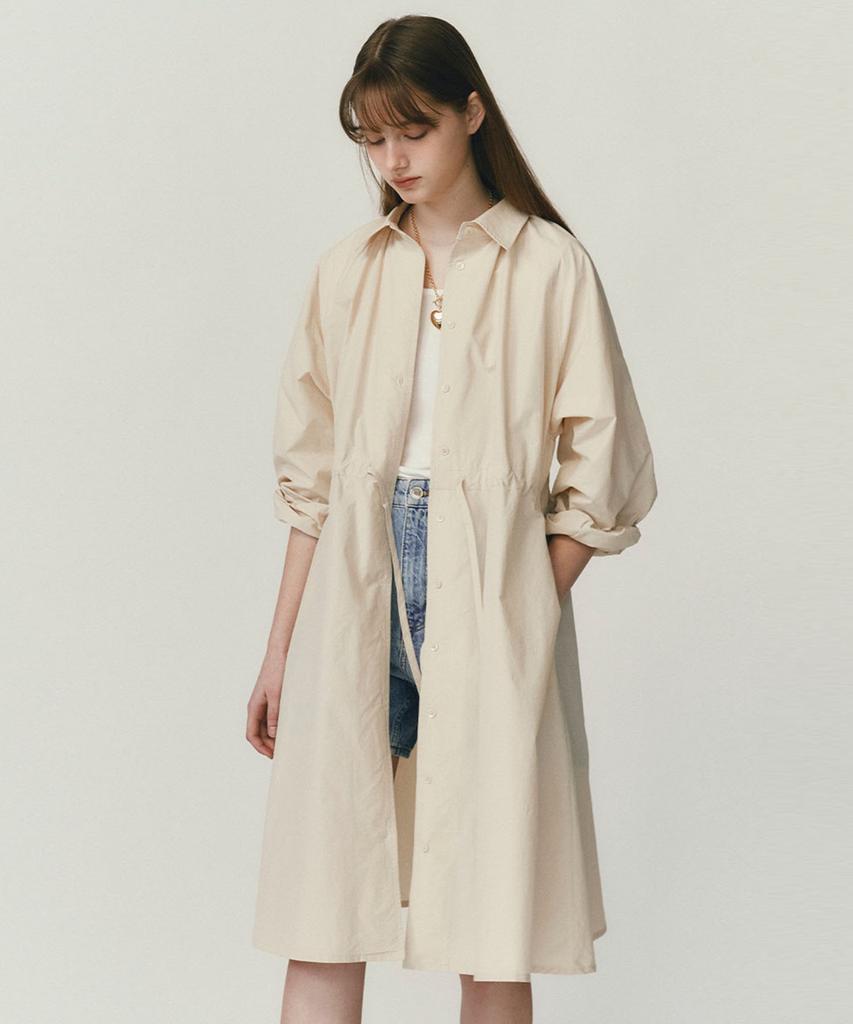 SO IR Shirring Shirt Dress - Ivory
