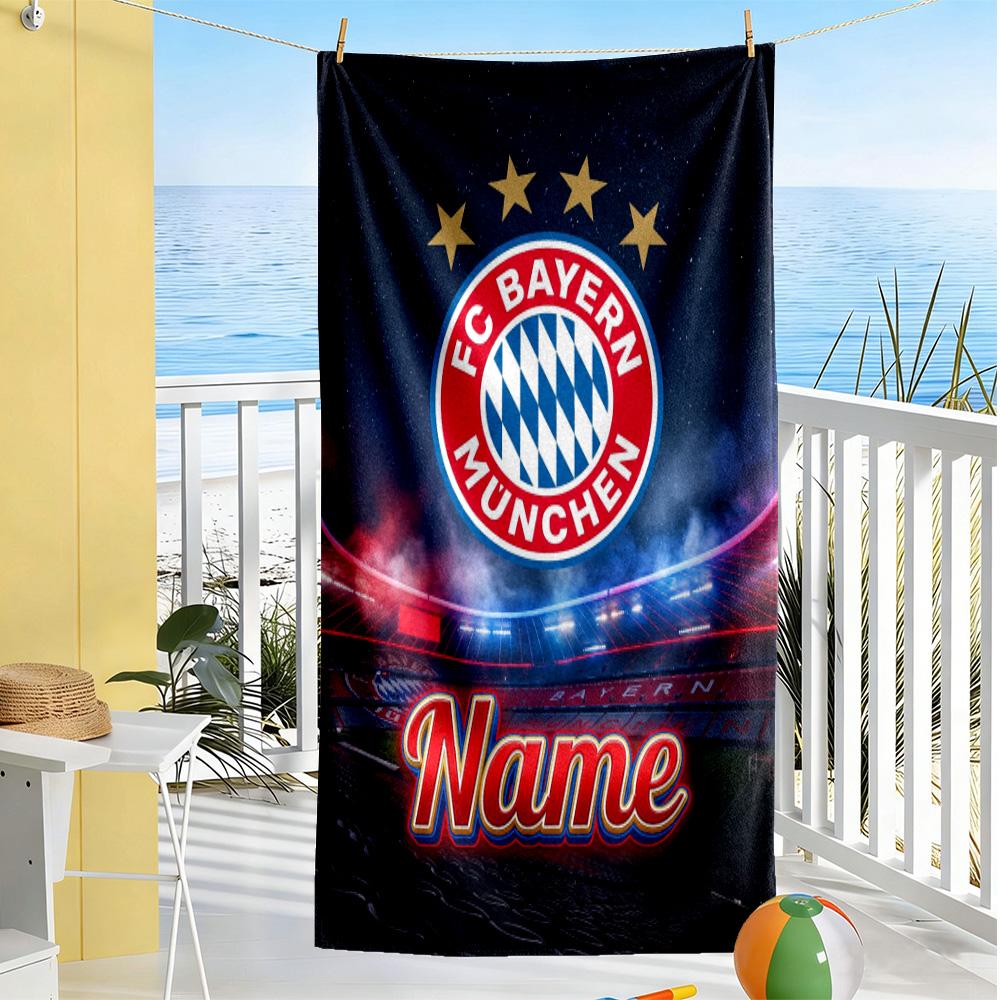 Fc Bayern München Galaxy Frame Customized Name Beach Towel Quick-Dry Soft Microfiber Suitable for Swimming Gym Camping Yoga Vacation