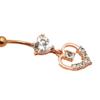 Double Heart Zircon Prong Setting Belly Button Ring Pendant for Women