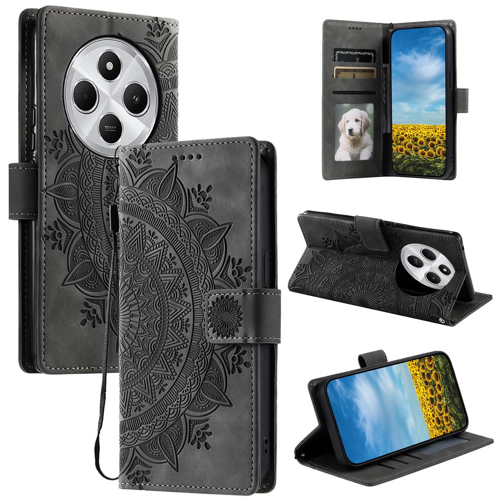 Style 018 Phone Case For Xiaomi Redmi 14C 4G/14R 5G/Poco C75 4G Imprinted Totem Skin Feel Wallet Leather Cover