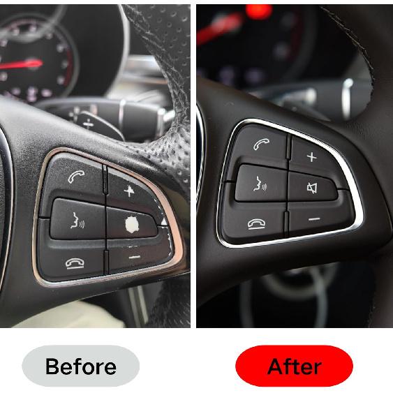 Car Steering Wheel Button Cover Replacement for Mercedes Benz C Class 2014-2018 GLC Class 2015- W205 W253 C180 C200 C300 GLC260 GLC300 Voice Audio
