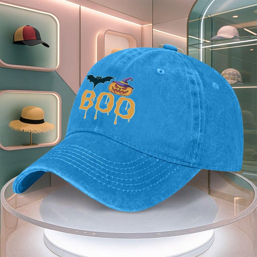 Halloween Bat Pumpkin Letter Print Baseball Cap For Men Women Curved Brim Dad Hat Adjustable Duck Tongue Hat