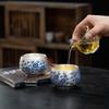 Mantinghua Gilded Silver Blue & White Porcelain Tea Ware