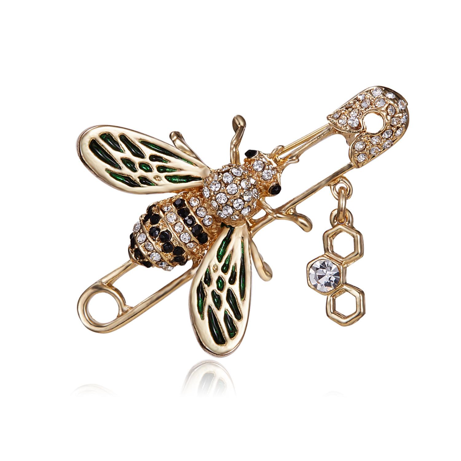 

Bee Rhinestone Painting Oil Pin Versatile Animal Brooch зелений