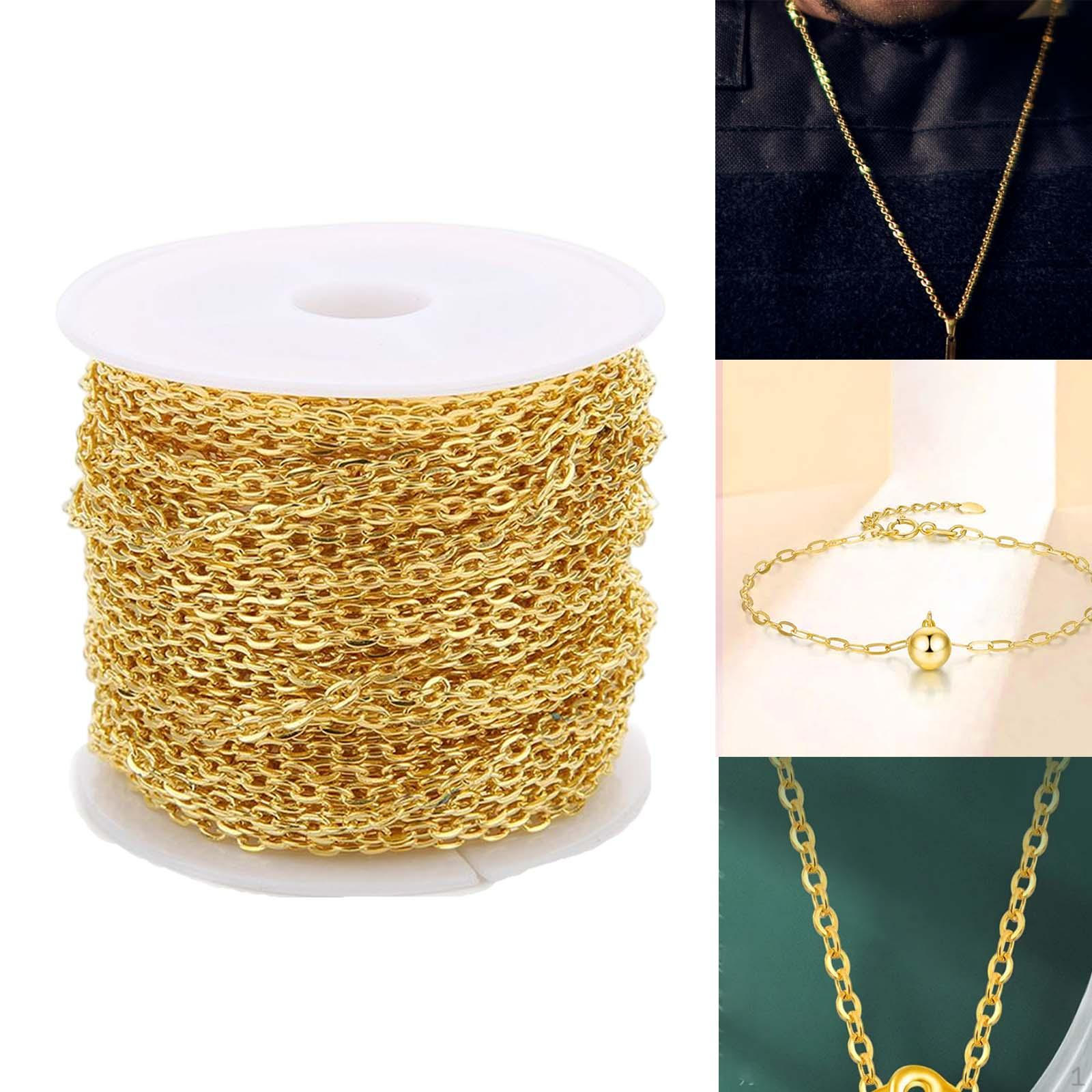 

Удлинительные цепи на 10 ярдов, кабельные цепи, цепь соединителей для изготовления браслетов для тела, Gold 0.6mm