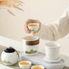 Coarse pottery Qingshan travel tea set Premium light luxury tea set gift box set Yanhe household Qingshan flying bird tea outdoor