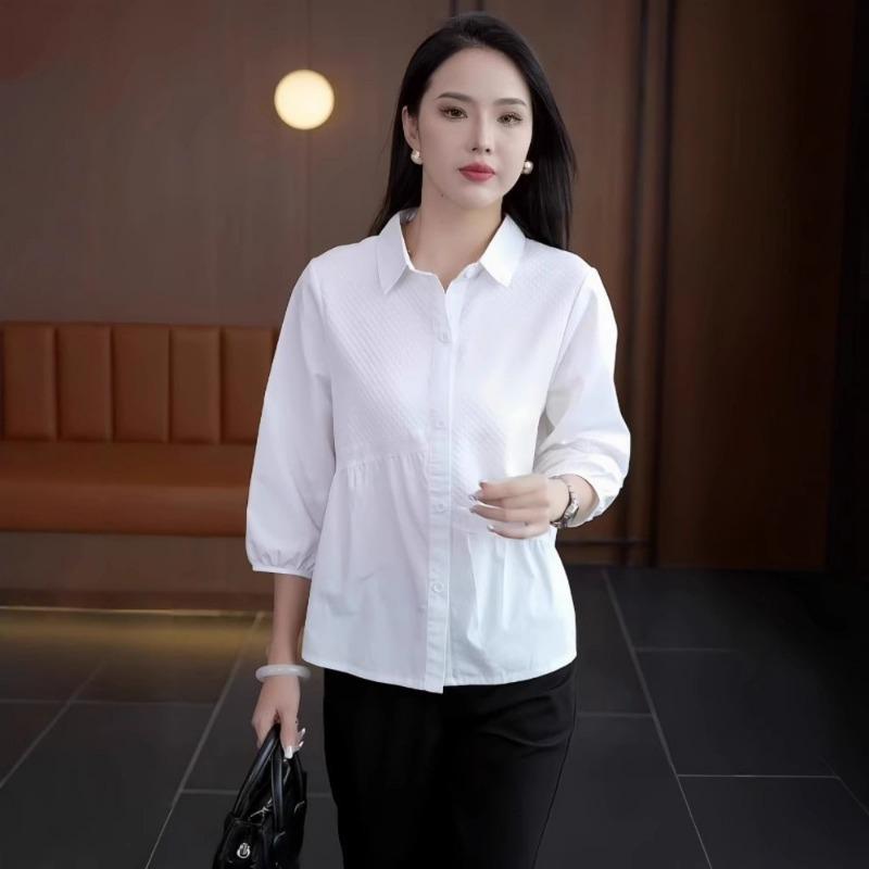 Women Loose Patchwork Solid Color Casual Commute Shirt For Ladies Daily Wear