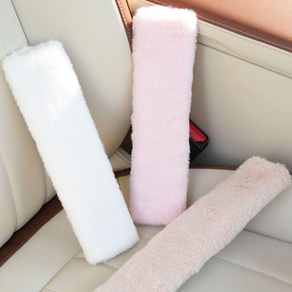 

Soft Plush Car Seat Belt Cover Comfortable Safety Belts Protector Winter Warm рожевий