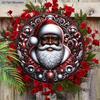 Black Santa Claus Wooden Sign - Navidad Round Sign for Yard Door Wall Hanging Decor - Ideal Christmas Decoration
