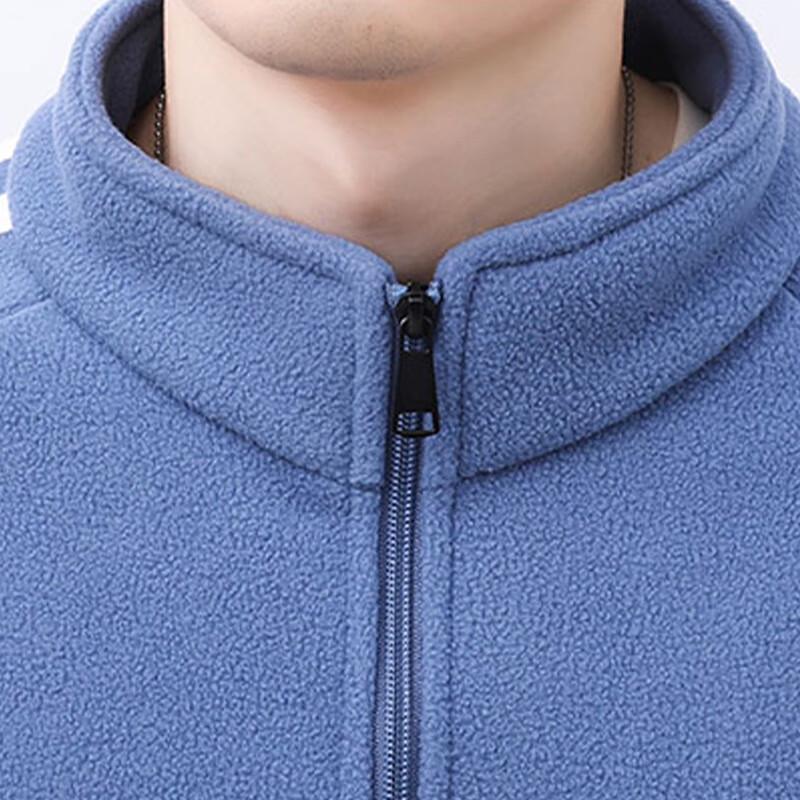 JEEP SPIRIT Men's Striped Stand Collar Fleece Jacket