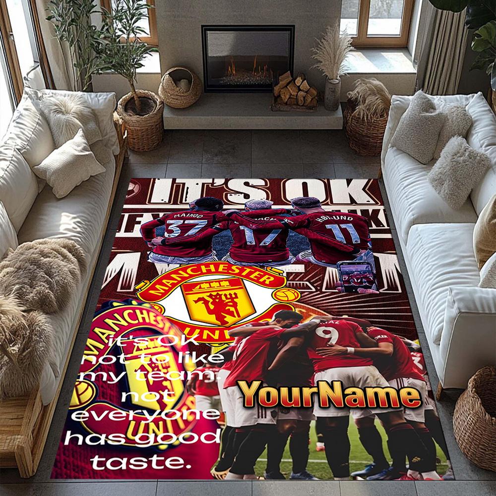 Manchester Customizable Name Carpet Perfect for Entryway Balcony Game Room Hallway Antislip Carpet Decorate Offices Birthday/Christmas Gift