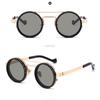 ND9 Adjustable Dimming Sun Glasses Retro Double-Bridge Punk Style Metal Eyeglasses UV-Protective Polarized Sunglasses