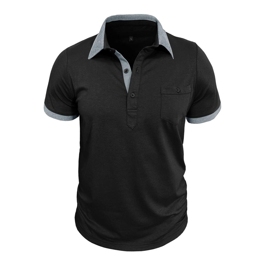 Men's Short Sleeve Polo Shirt Color Block Collar Button Up T-Shirt Daily Streetwear Business Casual Polos
