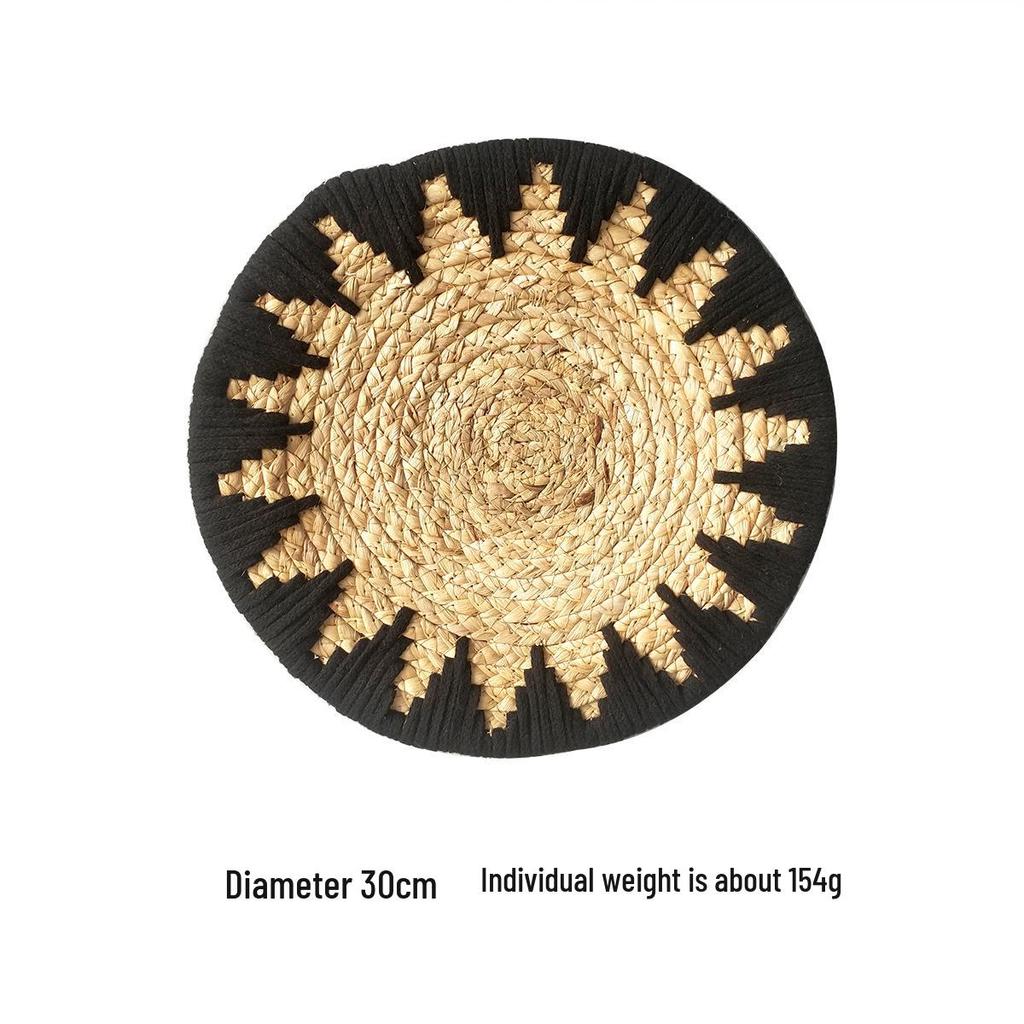 Bohemian Round Woven Straw Wall Decor for Bedroom or Dining Room