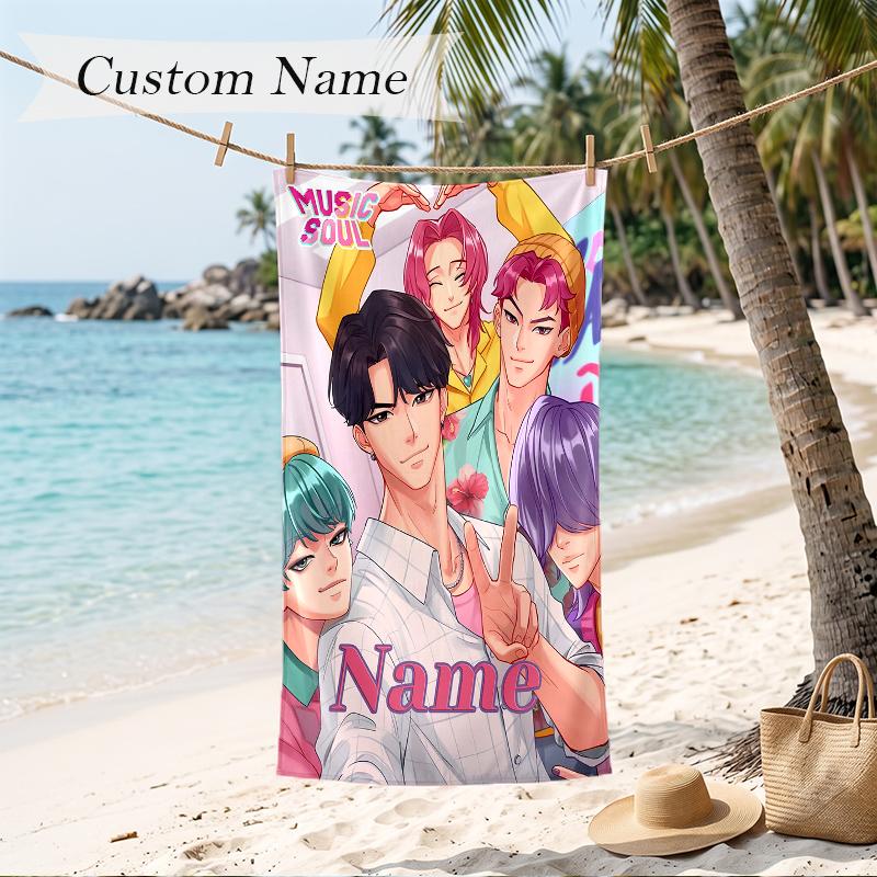 SAJA BOYS Custom Name Printed Beach Towel Personalized Soft Towel For Swimming Beach Travel