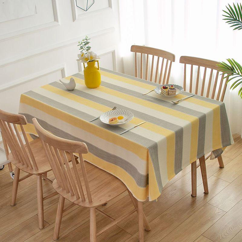 

Tablecloth Fabric Cotton Linen Linen Fresh Nordic Simple Modern Stripes Pastoral Rectangular Ins Internet Celebrity Accessible Luxury Stripes-Yellow Tune 65 * 65cm