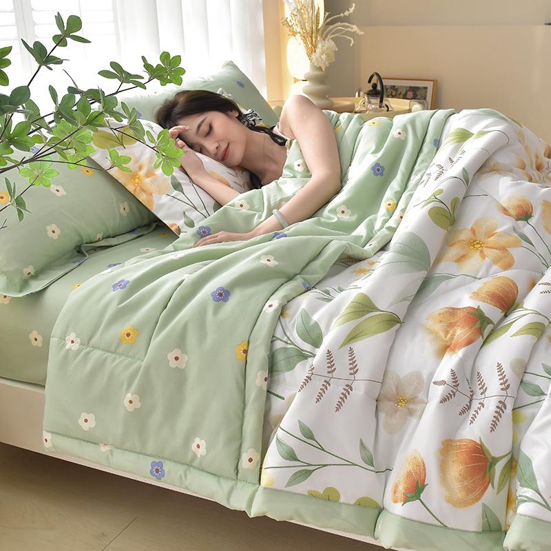 Soft Skin-Friendly Summer Quilt Set Or 1 Pcs Quilt Comfortable Breathable Summer Blanket Lightweight Durble Air Condition Duvet
