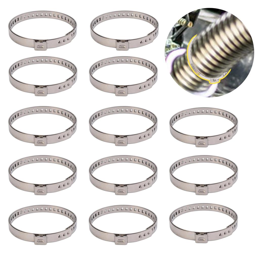 2-10PCS Automotive Stainless Steel Adjustable Universal Clamps Driveshaft Axle Joint Clamps CV Boot Clamps Self-Locking Ties