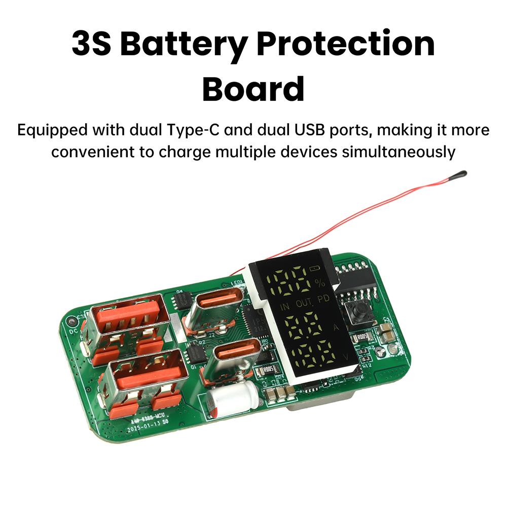 PD45W Fast Charging Module for DIY Power Bank PD QC VOOC 3.7V Lithium Battery Charger Board Circuit Protection with LED Display