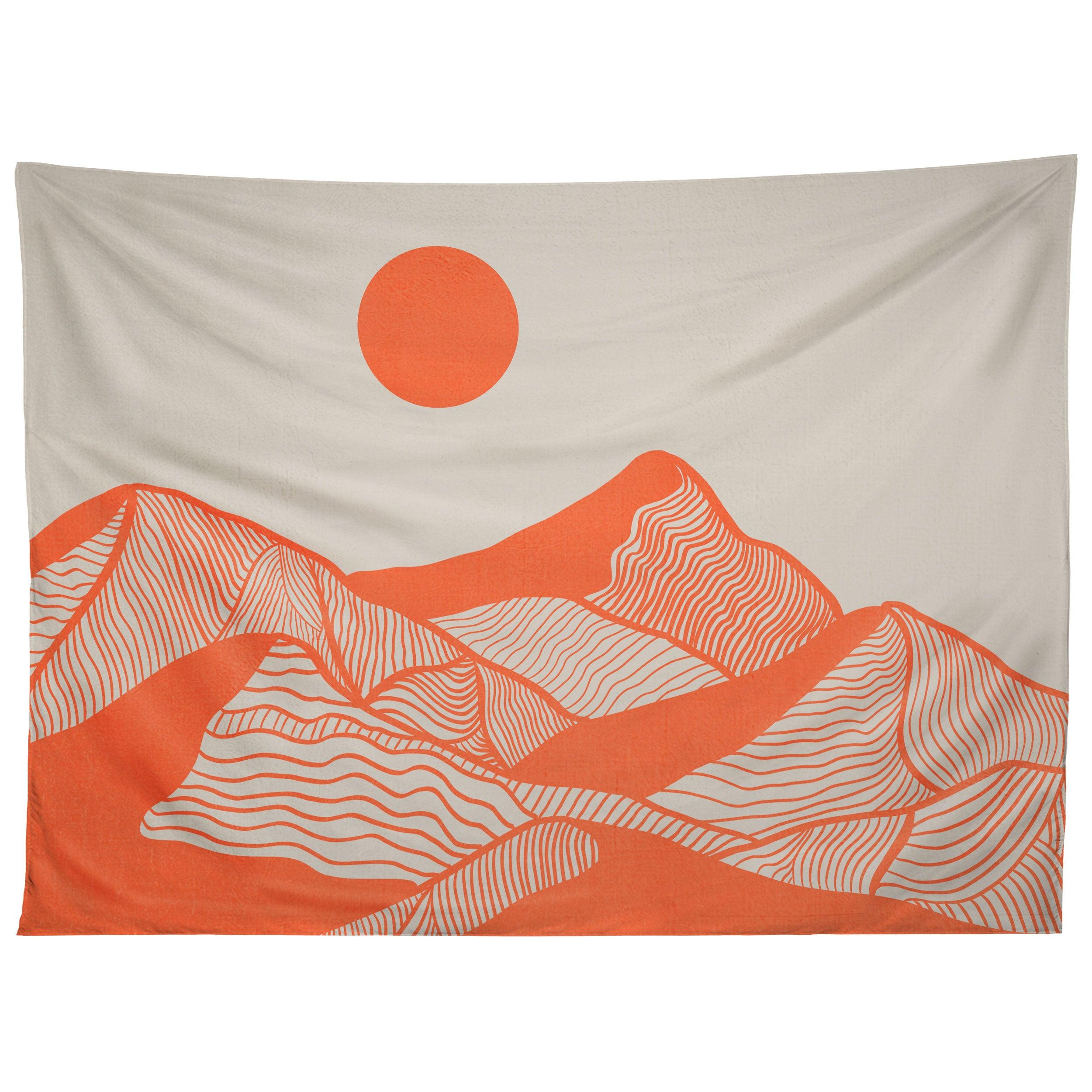 VINTAGE MOUNTAINS LINE ART tapestry 75x100