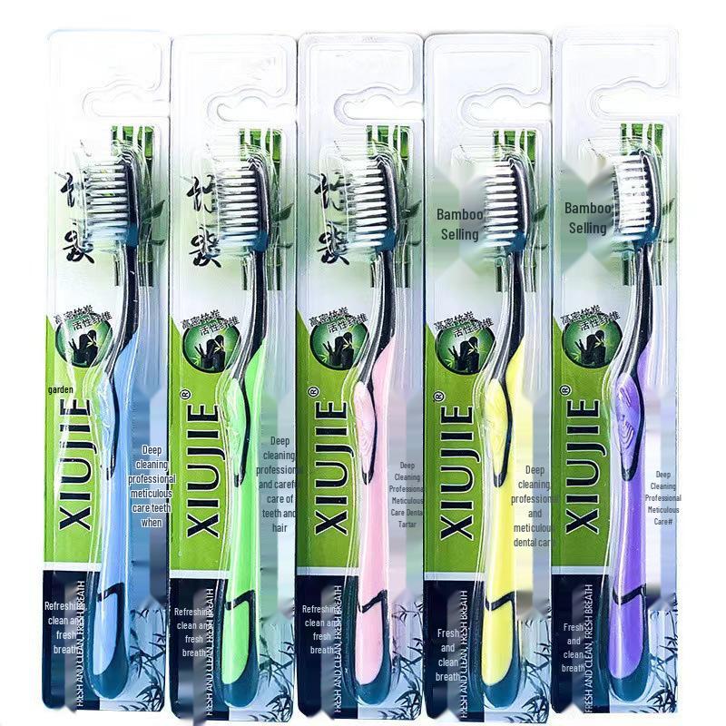 Adult Bamboo Charcoal Toothbrushes: Soft, High-Density Bristles, Individually Packaged, Family Pack for Men and Women