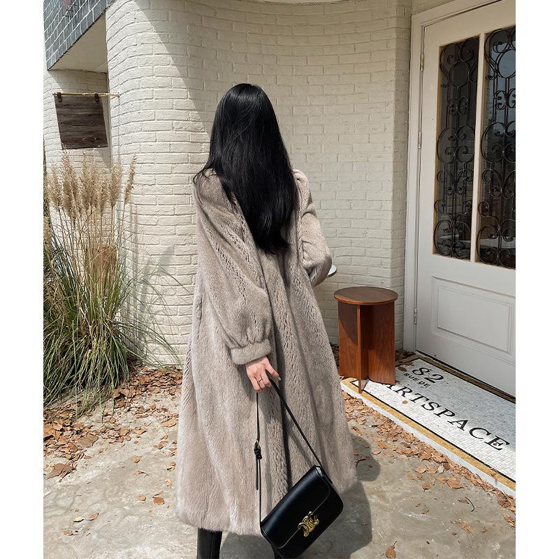 2024 winter new environmentally friendly purple label velvet extended mink coat young mink fur fur coat women