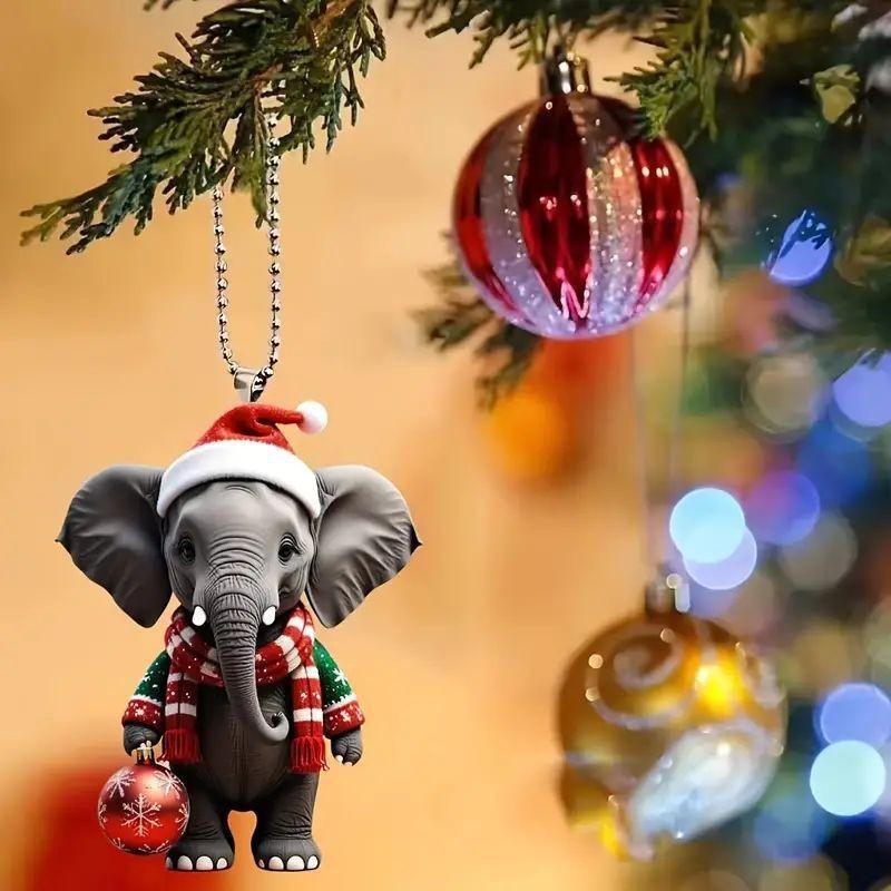 Acrylic Whimsical Cartoon Christmas Tree Hanging Ornament For Festive Interior Car