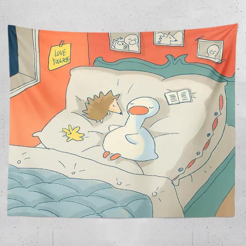 

VIKAMA Cute Duck Background Cloth Kawaii Room Decor Cartoon Girl Aesthetic Room Decor Tapestry Decoration Murale Chambre 74x94cm(29x37in)