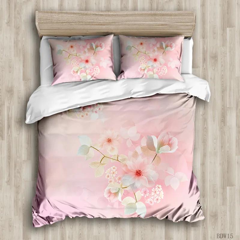 Flower Duvet Cover Botanical Leaves Reversible Floral Colorful Bedding Set Natural Plant Double Queen King Polyester Qulit Cover