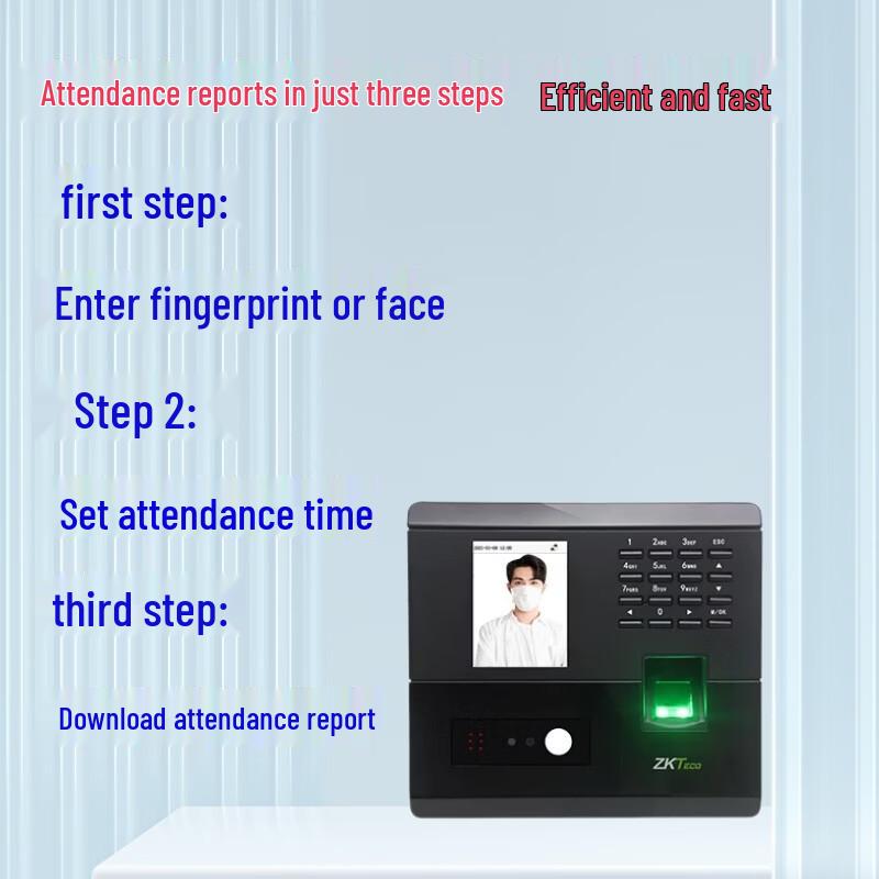 ZKTECO FT100 Smart Facial & Fingerprint Time Attendance System CN plug (adapter included)