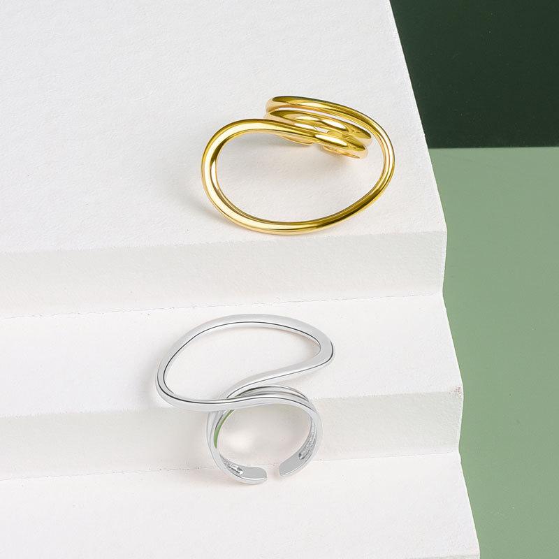Fashion Personalized Index Finger Ring Niche Design Geometric Twist Open Ring Temperament Retro Couple Ring for Girlfriend Simple Geometric Ring