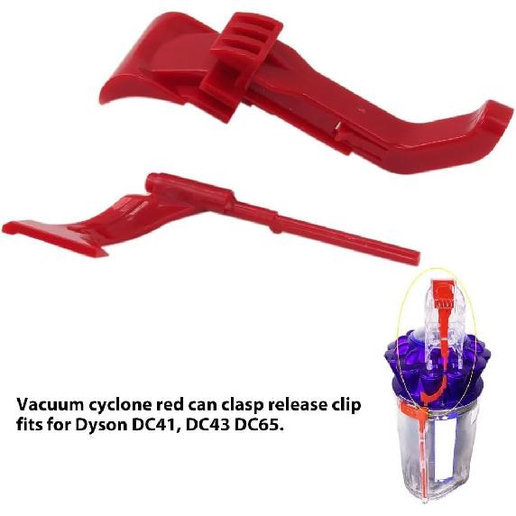 

Vacuum Cyclone Red Canister Button Release Catch Clips For Dyson DC41, DC43 DC65 - Red
