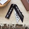 Korean Polka Dot Silk Scarf: Black & White Long Ribbon for Women
