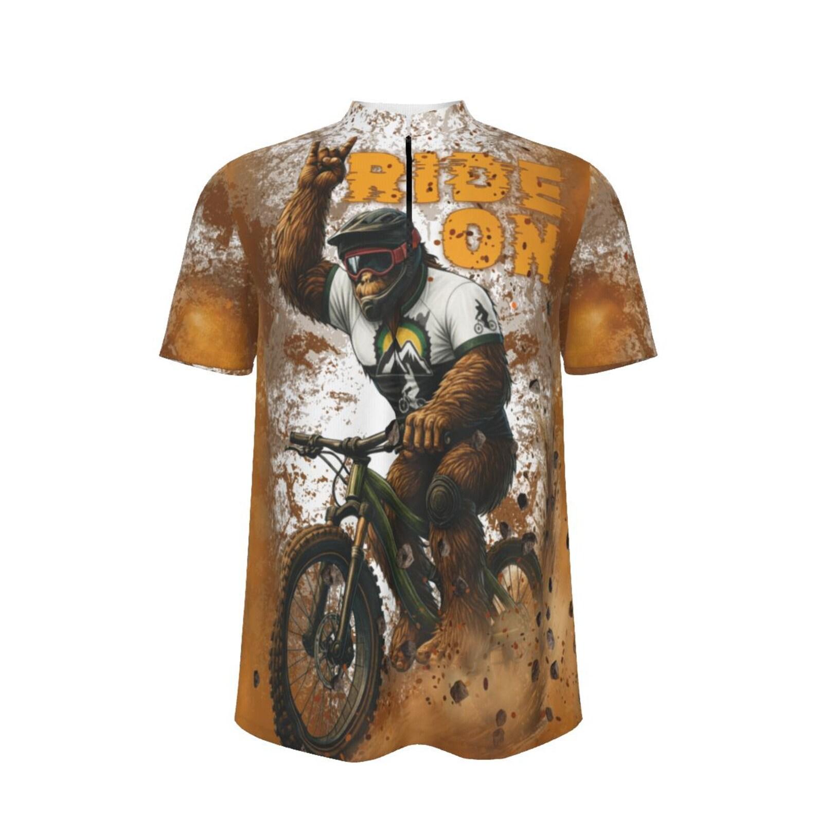 Bigfoot Ride On MTB Jersey - Loose Fit All-Over Print Unisex Mountain Bike Shirt 2XL