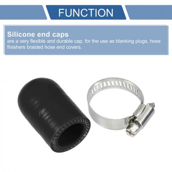 1 Set 30mmL 20mm079" ID Car Silicone Rubber Hose End Cap with Clamps Universal