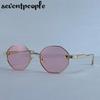 Vintage Octagon Punk Sunglasses Women  Luxury Brand Metal Frame Steampunk Polygon Sun Glasses For Ladies Fashion Eyewear
