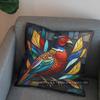 2D Stained Glass Style Pheasant-Printed Pattern Cushion Cover Suitable For Sofa Bedroom Car Pillow Cover