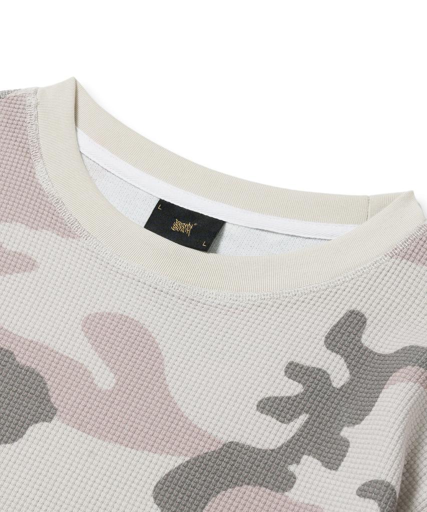 Brown Bless Tag Camouflage Waffle Longsleeve - Beige