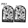 L-shaped Bookend 1 Pair Flower Metal Bookends, Decorative Vase Book Ends for Non-slip Shelves, Black Holder Stopper Home Office Reading Room