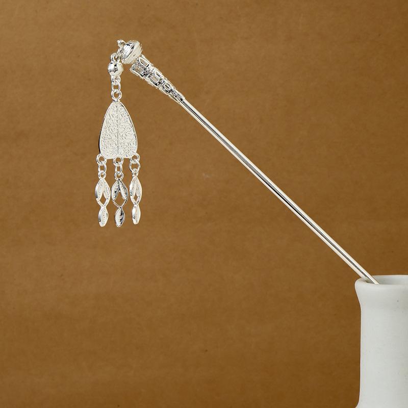 Ethnic Style Imitation Miao Silver Colored Long Feather Fringed Earrings, Hot Selling In Attractions, Antique Hairpin Jewelry for Women