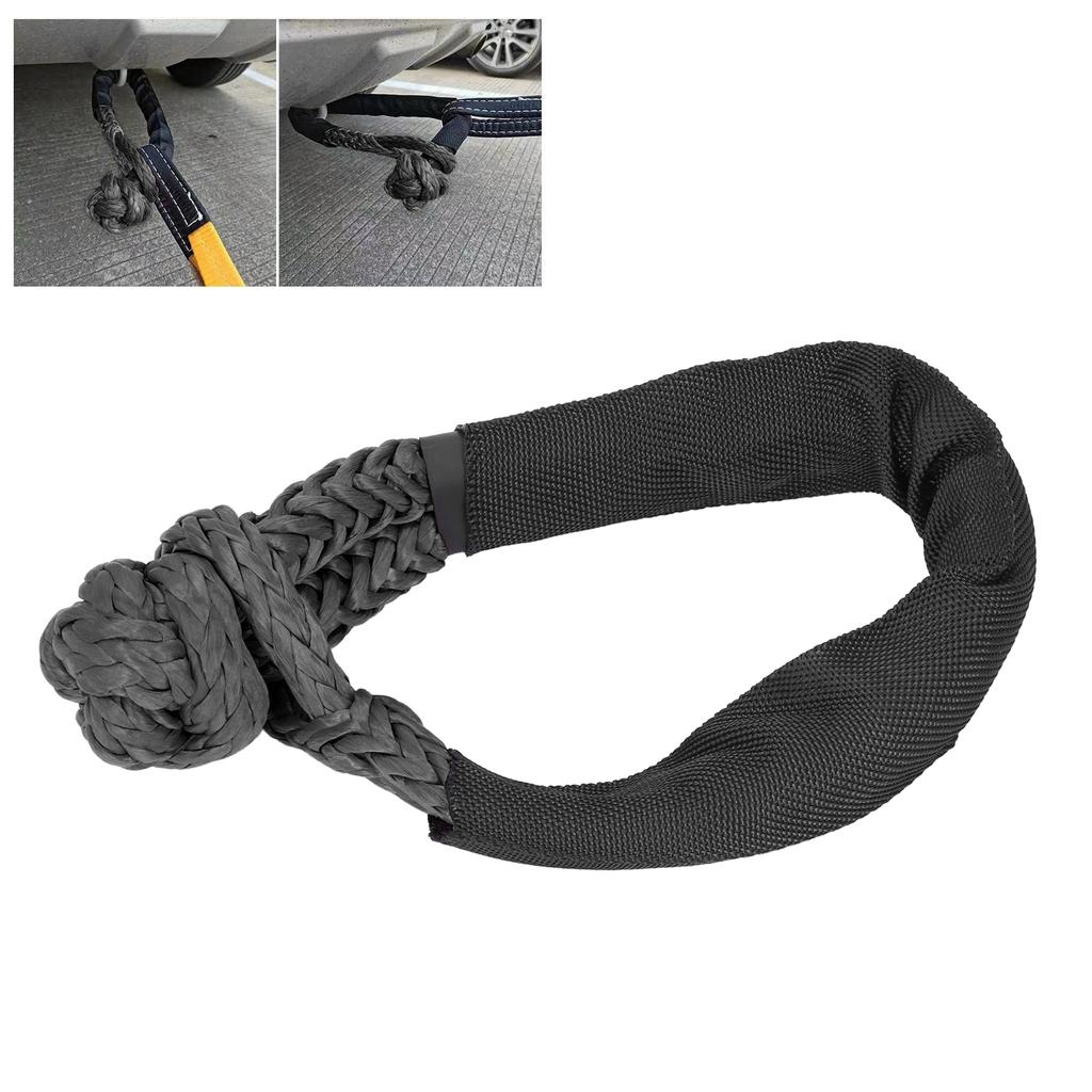 Synthetic Soft Shackle 33069lbs Breaking Strength Off Road Recovery Rope for ATV SUV TruckBlack
