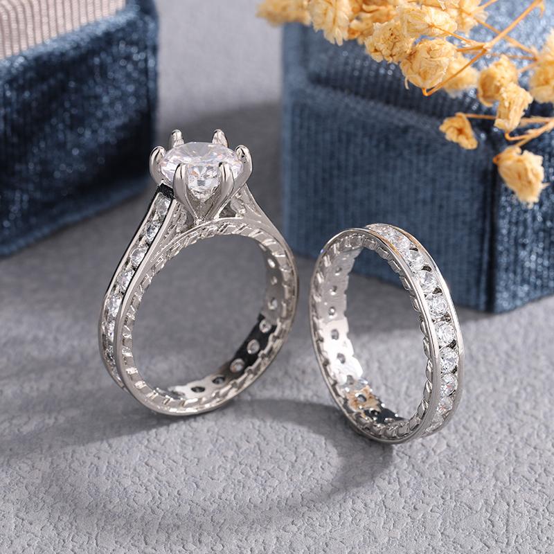 925 Silver Plated High Quality Cubic Zirconia Wedding Ring Fashion Jewelry Engagement Finger Ring For Women Gift
