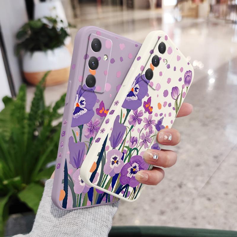 Purple Charm Tulip Phone Case For Samsung Galaxy A37 A57 Liquid Silicone Cover