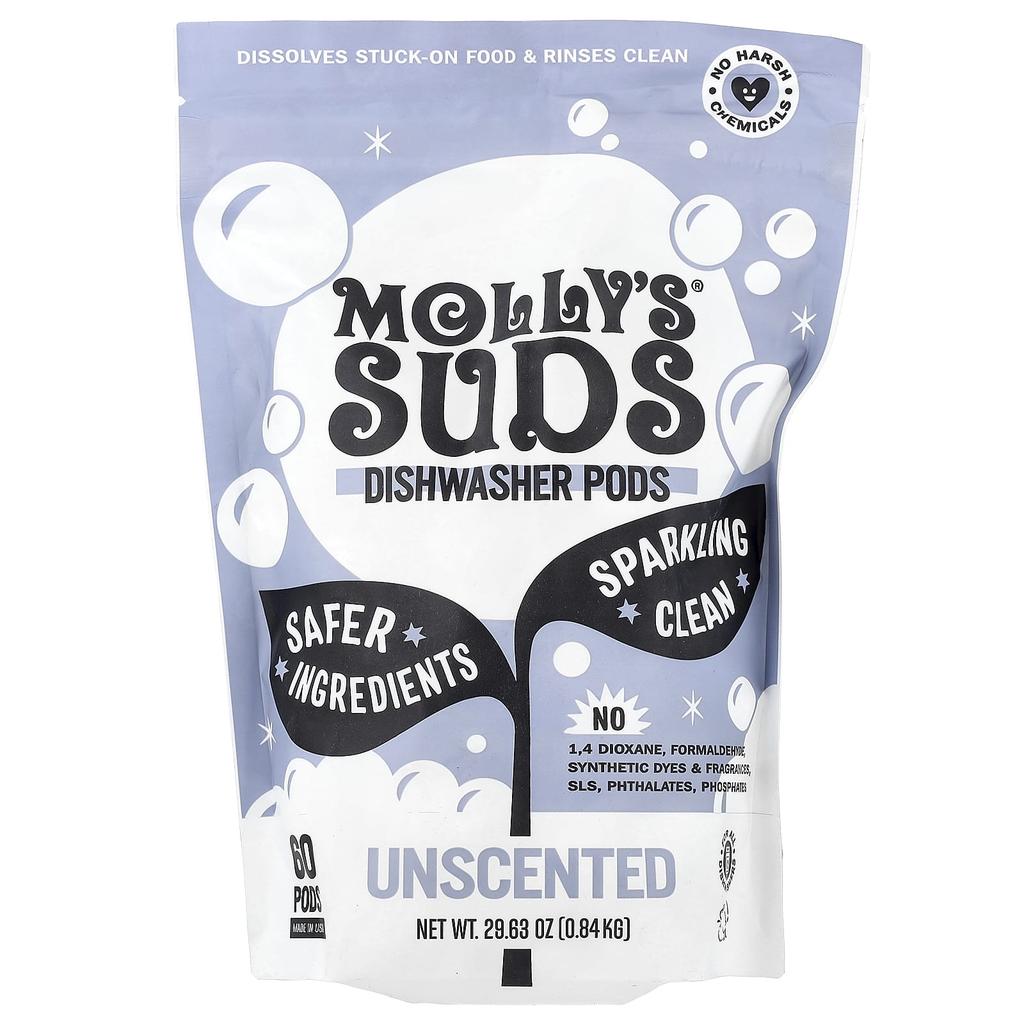 Molly's Suds, Dishwasher Pods, Unscented, 60 Pods, 0.84 kg (29.63 oz)