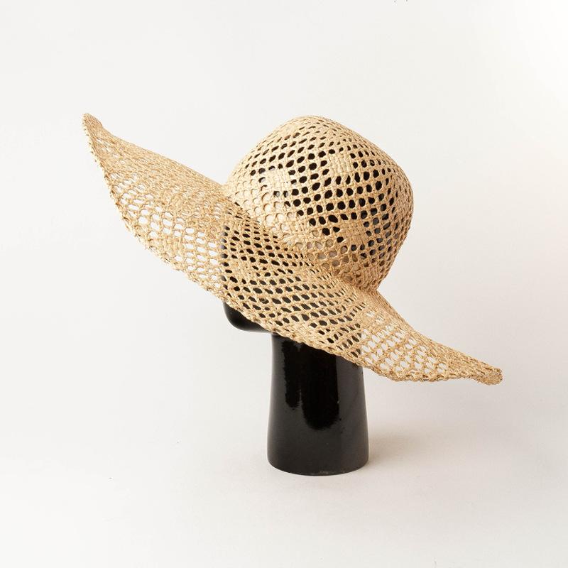 Large Brim Raffia Sun Hat Handwoven Hollow Out Beach Vaion Sun Protection Photoaphy Hat for Women Men Summer Season