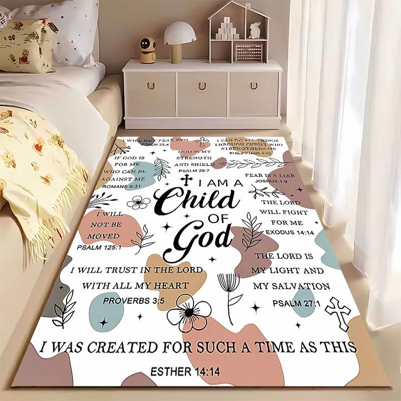 Christian Faith-Inspired Carpet Suitable As a Non-slip Mat for the Living Room or Bedroom Sofa