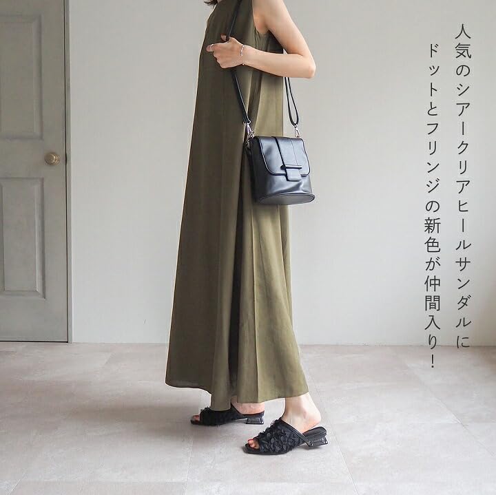 Sheer Clear LL [Vivian] Sandals, Women's Mules, Heel, Tulle, V0378SM, Silver, (25.0-25.5)