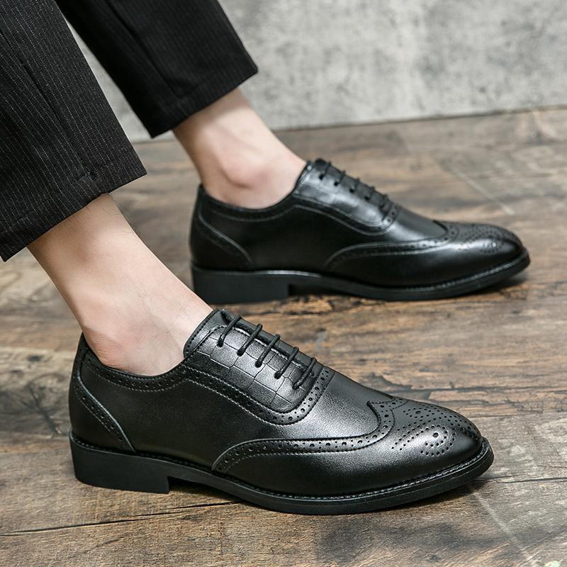 Mens Leather Shoes Luxury Crocodile Pattern Men Business Dress Shoes Casual Social Shoe Male Wedding Footwear