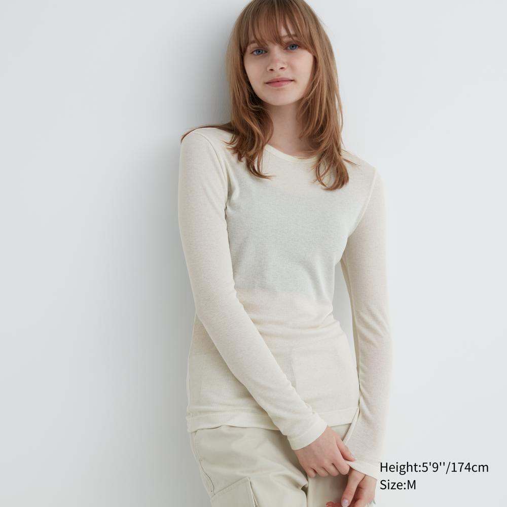

UNIQLO Прозрачный трикотаж с круглым вырезом и длинными рукавами